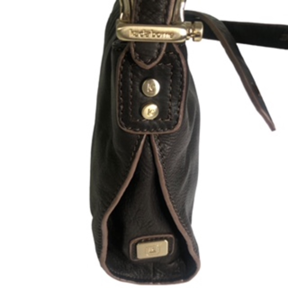 Liz Claiborne Leather Adjustable Strap Chocolate Brown Shoulder Handbag - Picture 3 of 10